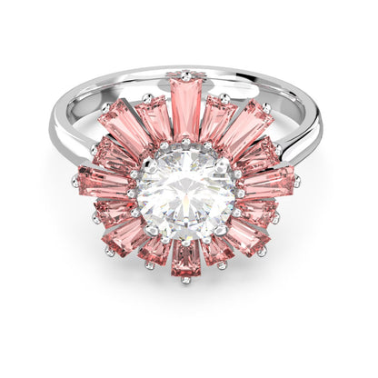 Swarovski Sunshine ring Mixed cuts, Sun, Pink, Rhodium plated 55 / 7