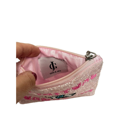 Gigi Spiritual Ganster Small Pouch Key Ring Evil Eye Design Pink/White New