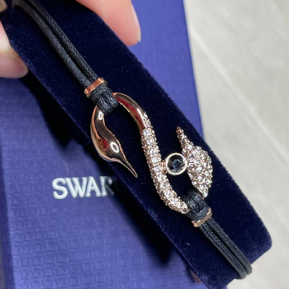 Swarovski POWER COLLECTION HOOK BRACELET, Black, Rose Gold -5494383 New