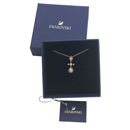 Swarovski Perfection Silver Necklace Pink RHS Crystal Pearl New