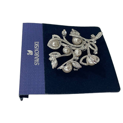 Swarovski Leonore Tree Brooch White, Rhodium plated New