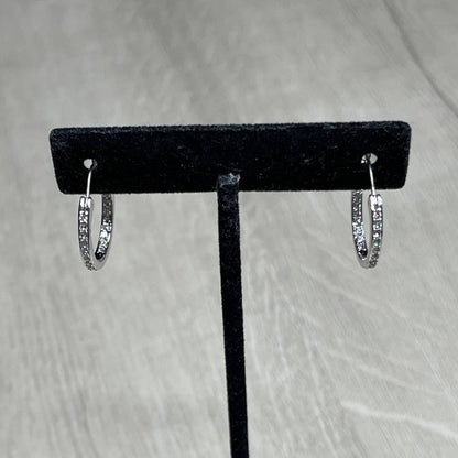 Swarovski Small Rhodium White Crystal Sommerset Hoop Earrings