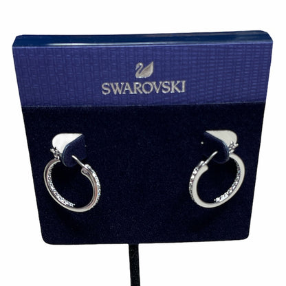 Swarovski Small Rhodium White Crystal Sommerset Hoop Earrings