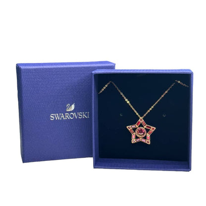 Swarovski Stella pendant Mixed cuts, Star, Long, red , Rose Gold  plated Necklace