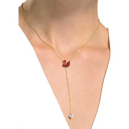 Swarovski Iconic Swan necklace Swan, Red, Gold-tone plated