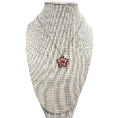 Swarovski Stella pendant Mixed cuts, Star, Long, red , Rose Gold  plated Necklace