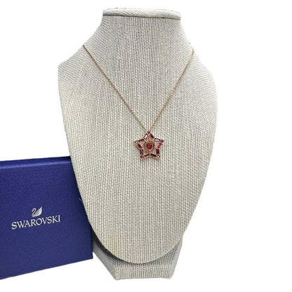 Swarovski Stella pendant Mixed cuts, Star, Long, red , Rose Gold  plated Necklace