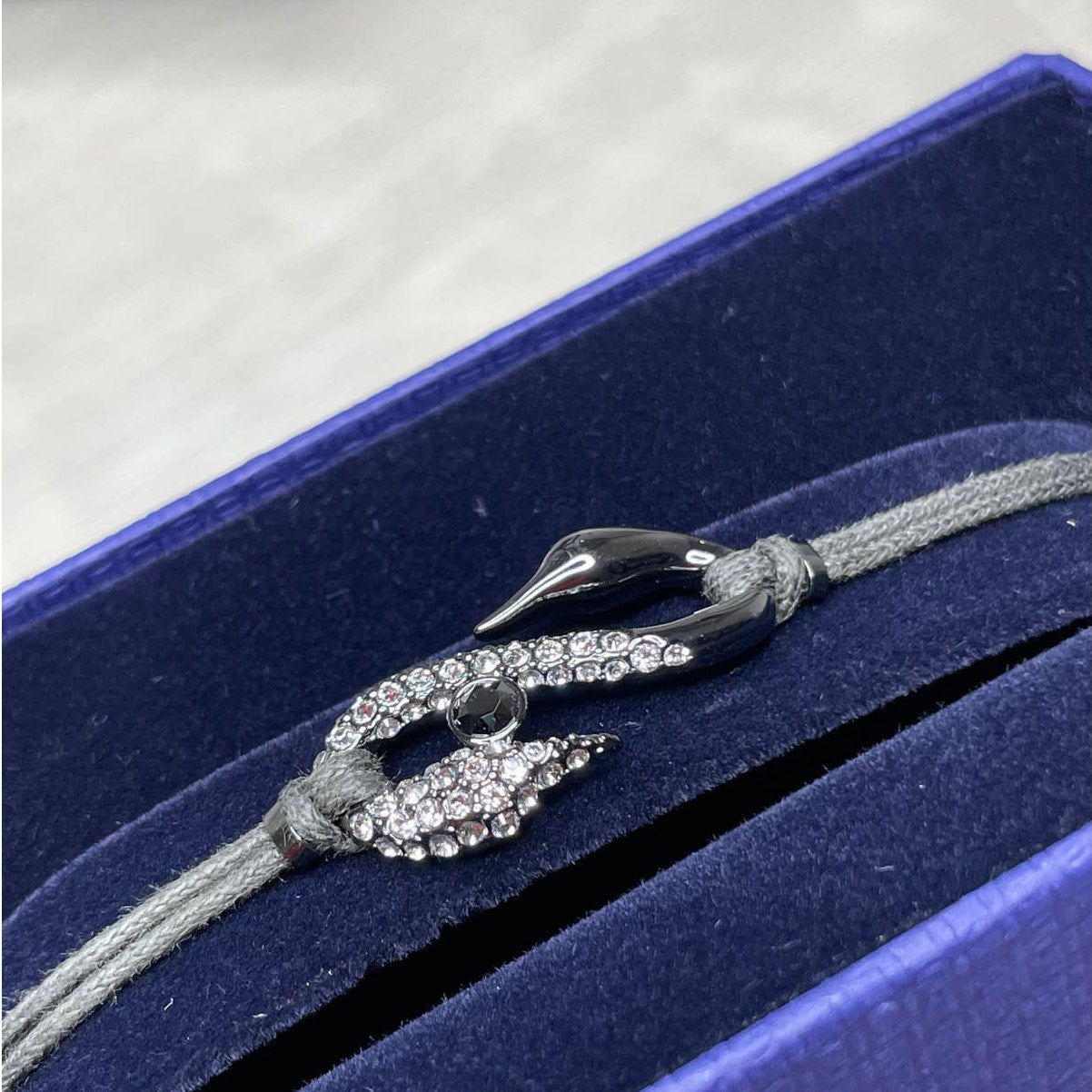 Swarovski Power Collection Hook Bracelet Dark Gray, Ruthenium plated
