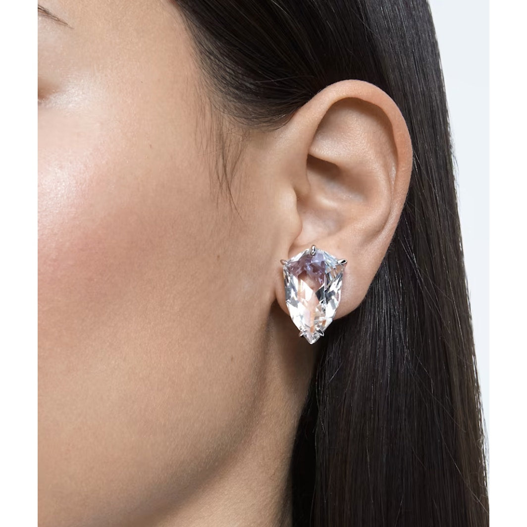 swarovski Mesmera clip earring Single, Trilliant cut, White, Rhodium plated