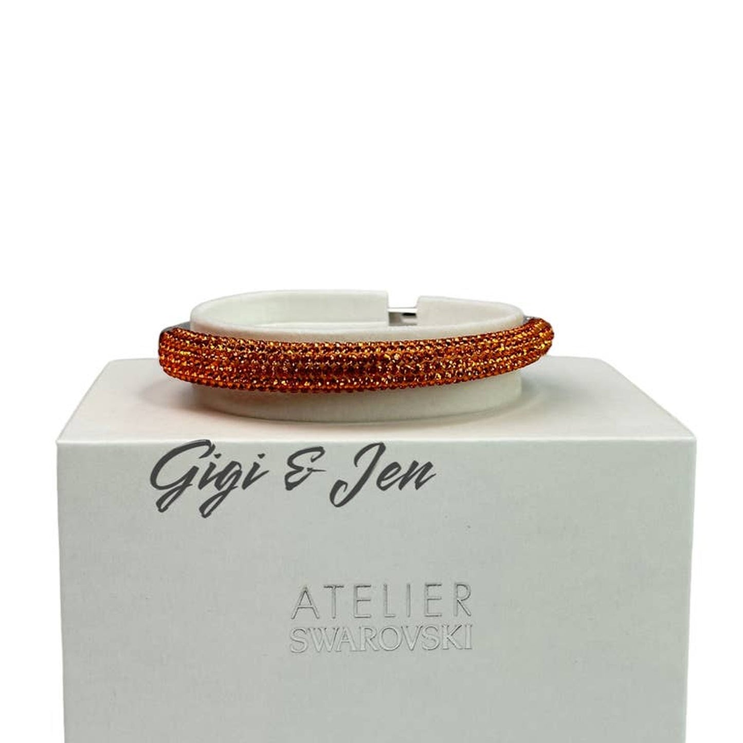 Swarovski atelier Tigris bangle Orange, Rhodium plated M Bracelet