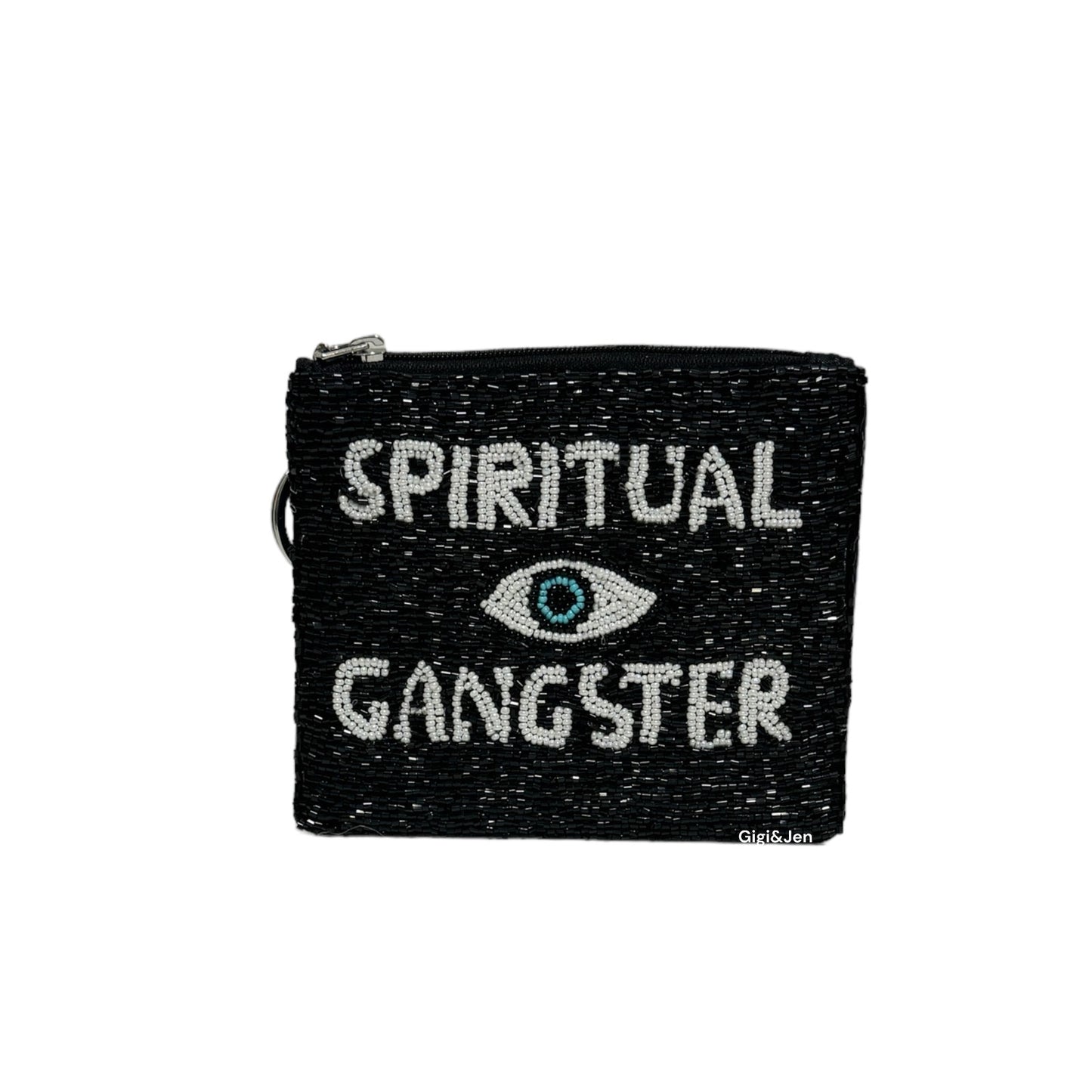 Gigi Spiritual Ganster Small Pouch Key Ring Evil Eye Design Black/White New