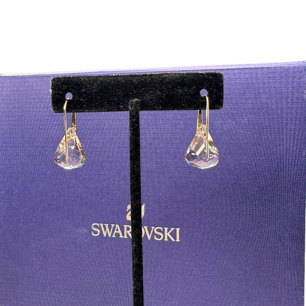 Swarovski Lunar drop earrings Pink, Rose gold-tone plated