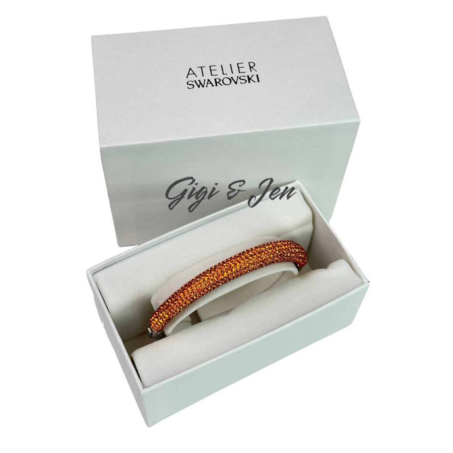 Swarovski atelier Tigris bangle Orange, Rhodium plated M Bracelet