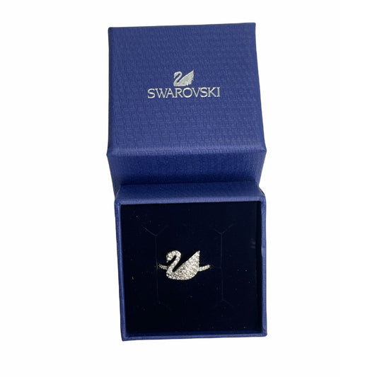 Swarovski Iconic Swan Clear Crystal Silver Rhodium Plated Ring size 52 / 6