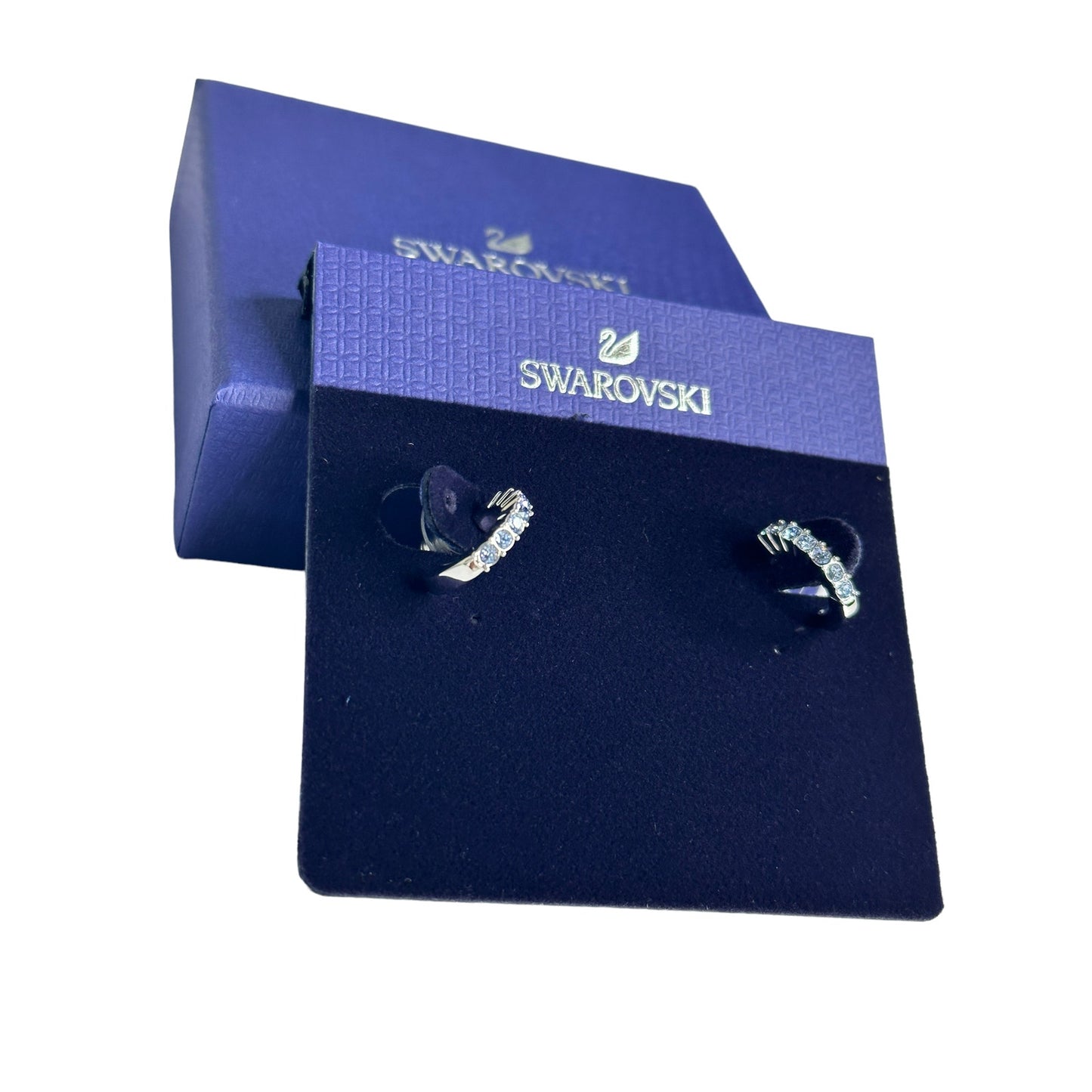 Swarovski Mini Hoop hoop earrings Blue, Rhodium plated