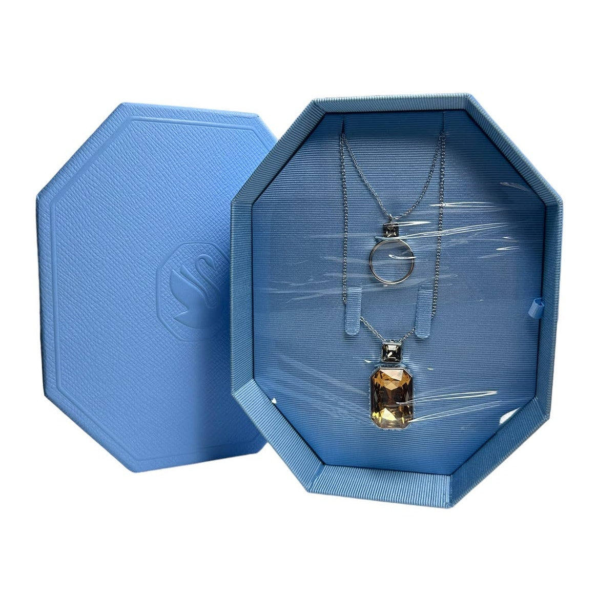 Swarovski Elegance of Africa pendant Set (2), Brown, Rhodium plated Necklace