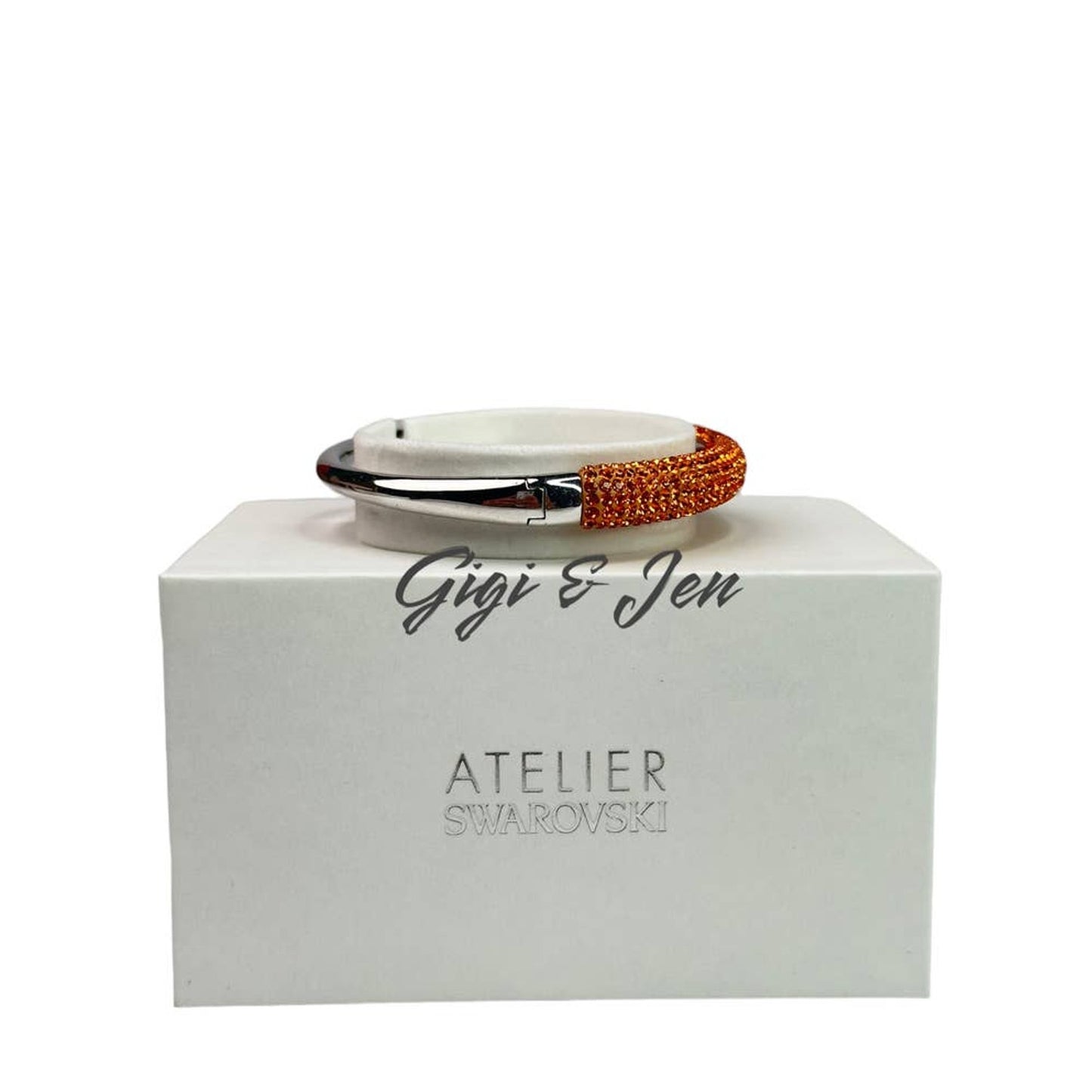 Swarovski atelier Tigris bangle Orange, Rhodium plated M Bracelet