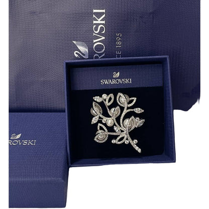 Swarovski Leonore Tree Brooch White, Rhodium plated New