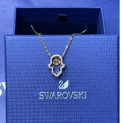 Swarovski Luckily Hamsa hand Pendant Necklace in Gold Tone Plated