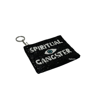 Gigi Spiritual Ganster Small Pouch Key Ring Evil Eye Design Black/White New