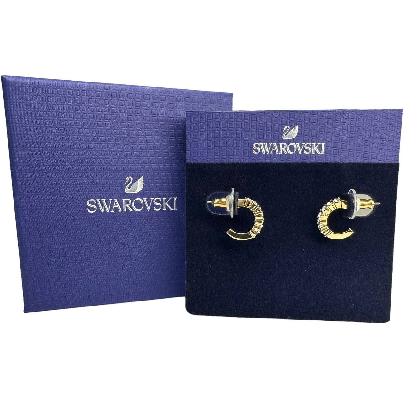 Swarovski Mini Hoop hoop earrings White, Gold-tone plated