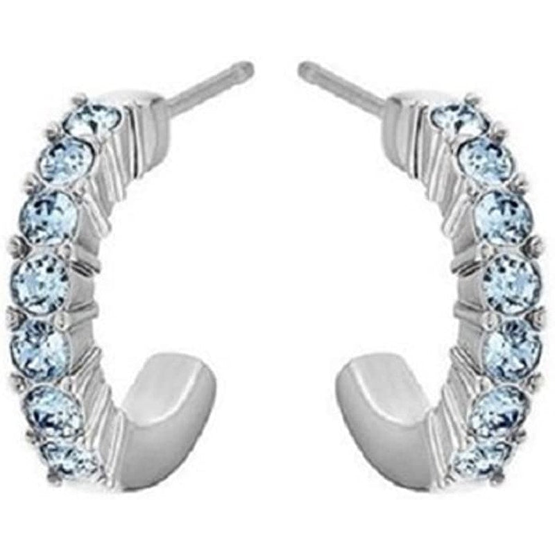 Swarovski Mini Hoop hoop earrings Blue, Rhodium plated