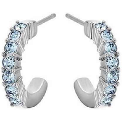 Swarovski Mini Hoop hoop earrings Blue, Rhodium plated