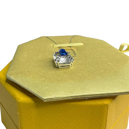 Swarovski Chroma Octagon cut, Blue, Rhodium plated Necklace