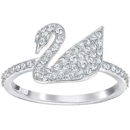 Swarovski Iconic Swan Clear Crystal Silver Rhodium Plated Ring size 52 / 6