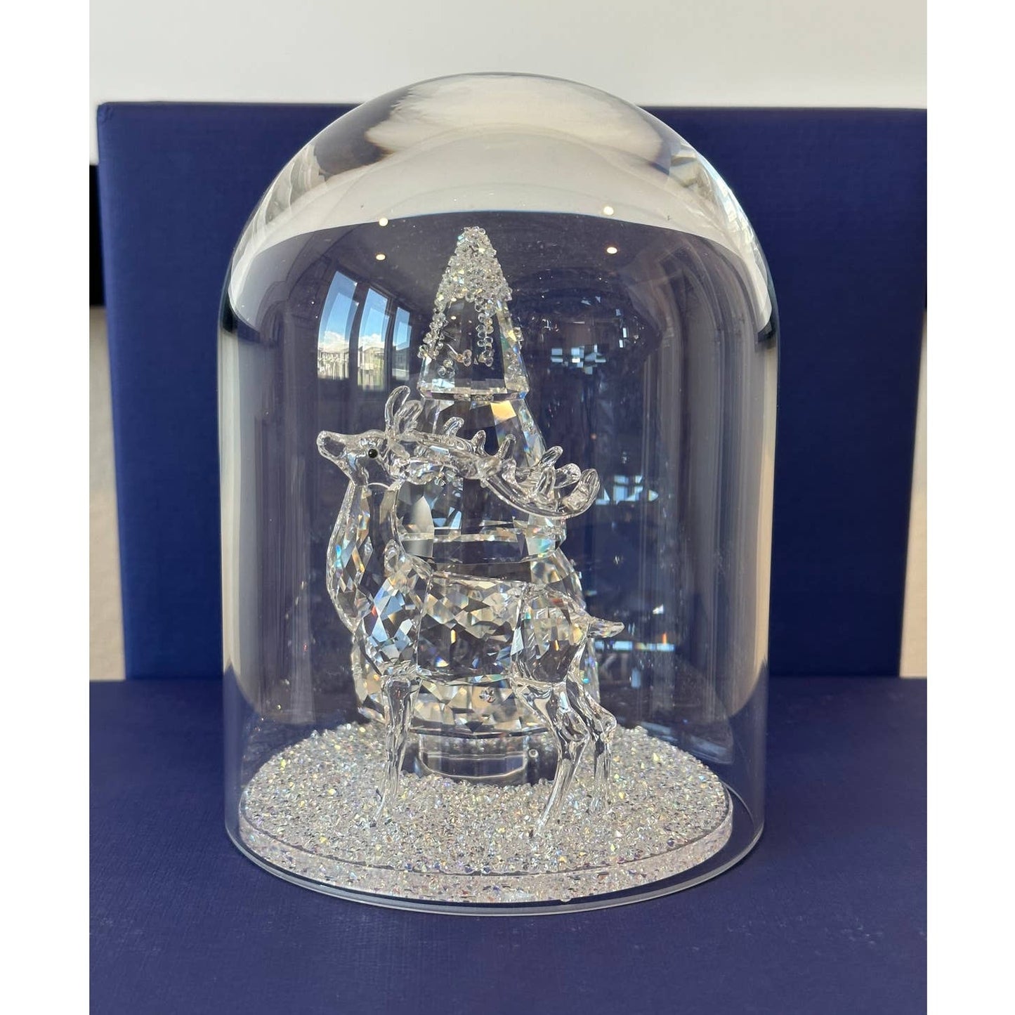 Swarovski Bell Jar - Pine Tree & Stag Figurine