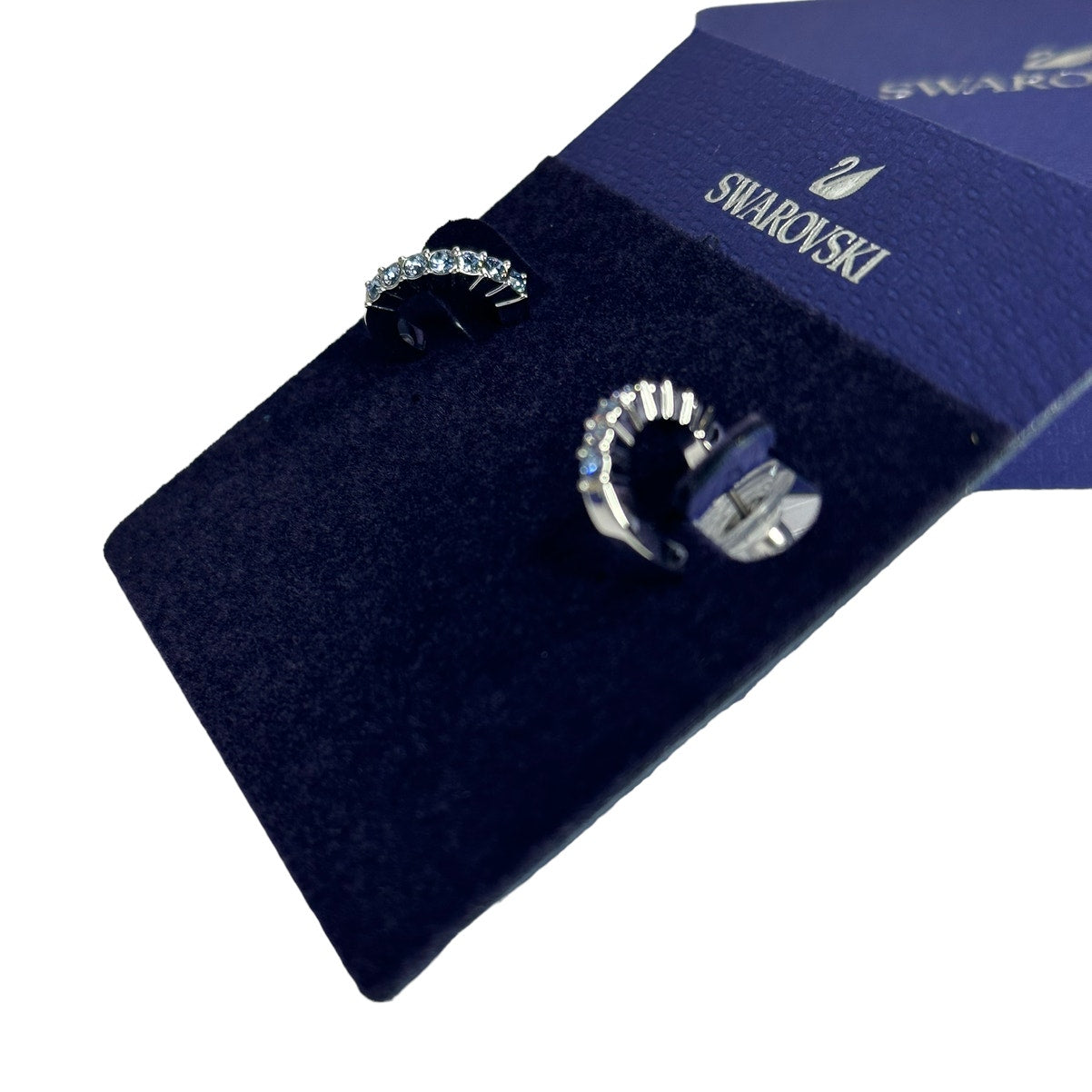 Swarovski Mini Hoop hoop earrings Blue, Rhodium plated
