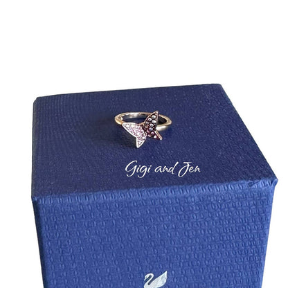 Swarovski Lilia ring Set (3), Butterfly, Pink, Rose gold-tone plated 55/7