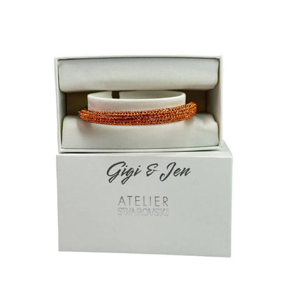 Swarovski atelier Tigris bangle Orange, Rhodium plated M Bracelet