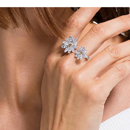 Swarovski Eternal Flower open ring Flower, Yellow, Mixed metal finish SIZE 58/8