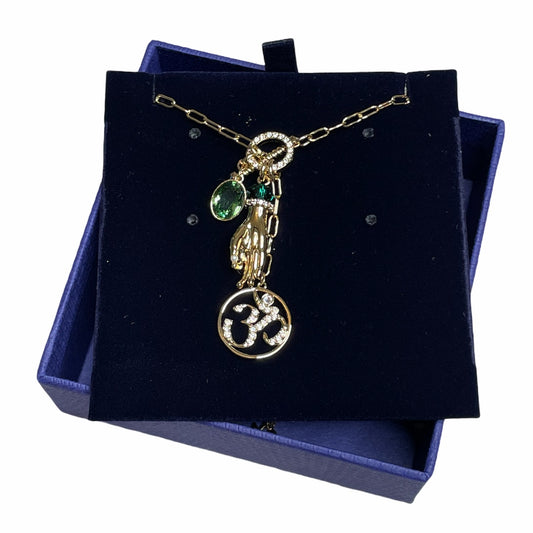 Swarovski Symbolic Hand Om Pendant, Green, Gold-tone plated Necklace
