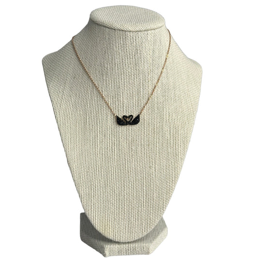 Swarovski Iconic Swan Necklace Double Swan, Black, Rose Gold