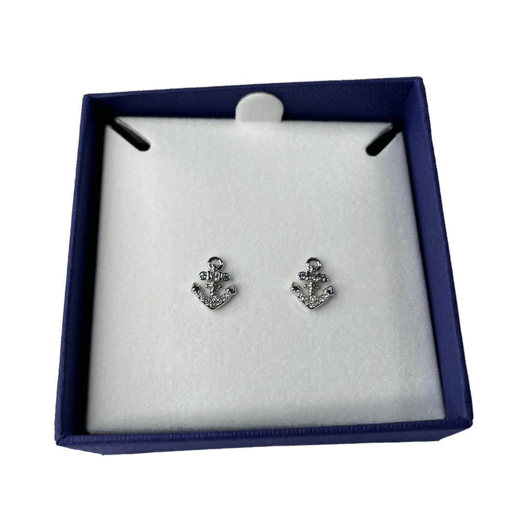 Swarovski Anchor Travel Exclusive Rhodium Plated and Crystal Stud Earrings