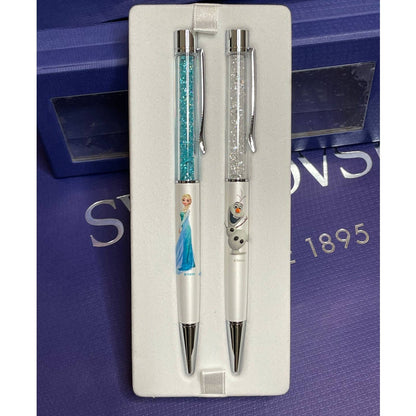 Swarovski Disney Frozen Ana and Olaf Crystal Steel BallPoint Pen set