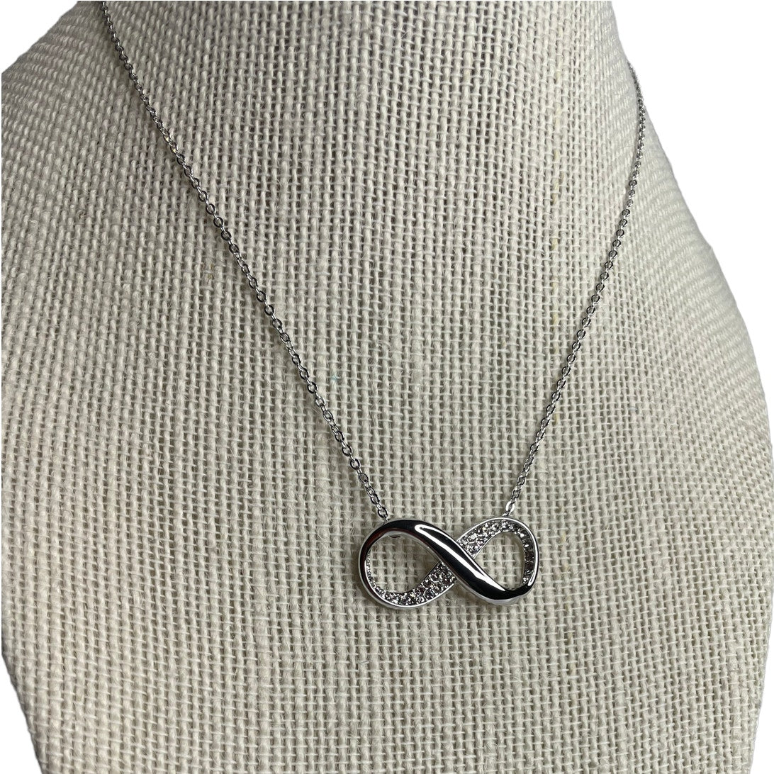 Swarovski Exist pendant Infinity Necklace , White, Rhodium plated