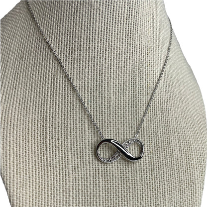 Swarovski Exist pendant Infinity Necklace , White, Rhodium plated