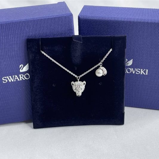 Swarovski Polar Bear Bestiary Pendant Necklace in Multi-colored, Rhodium plated