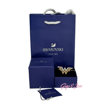 Swarovski Fit Wonder Woman double ring Gold tone 55-58