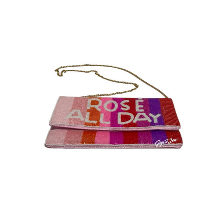 Rosé All Day Beaded Clutch/Crossbody Purse - Shades of Pink, New Night Out Bag