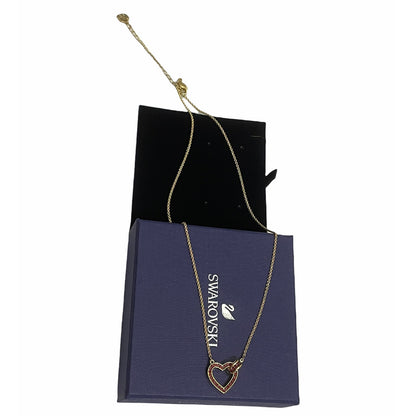 Swarovski Lovely Heart Pendant Necklace Red Gold plating new