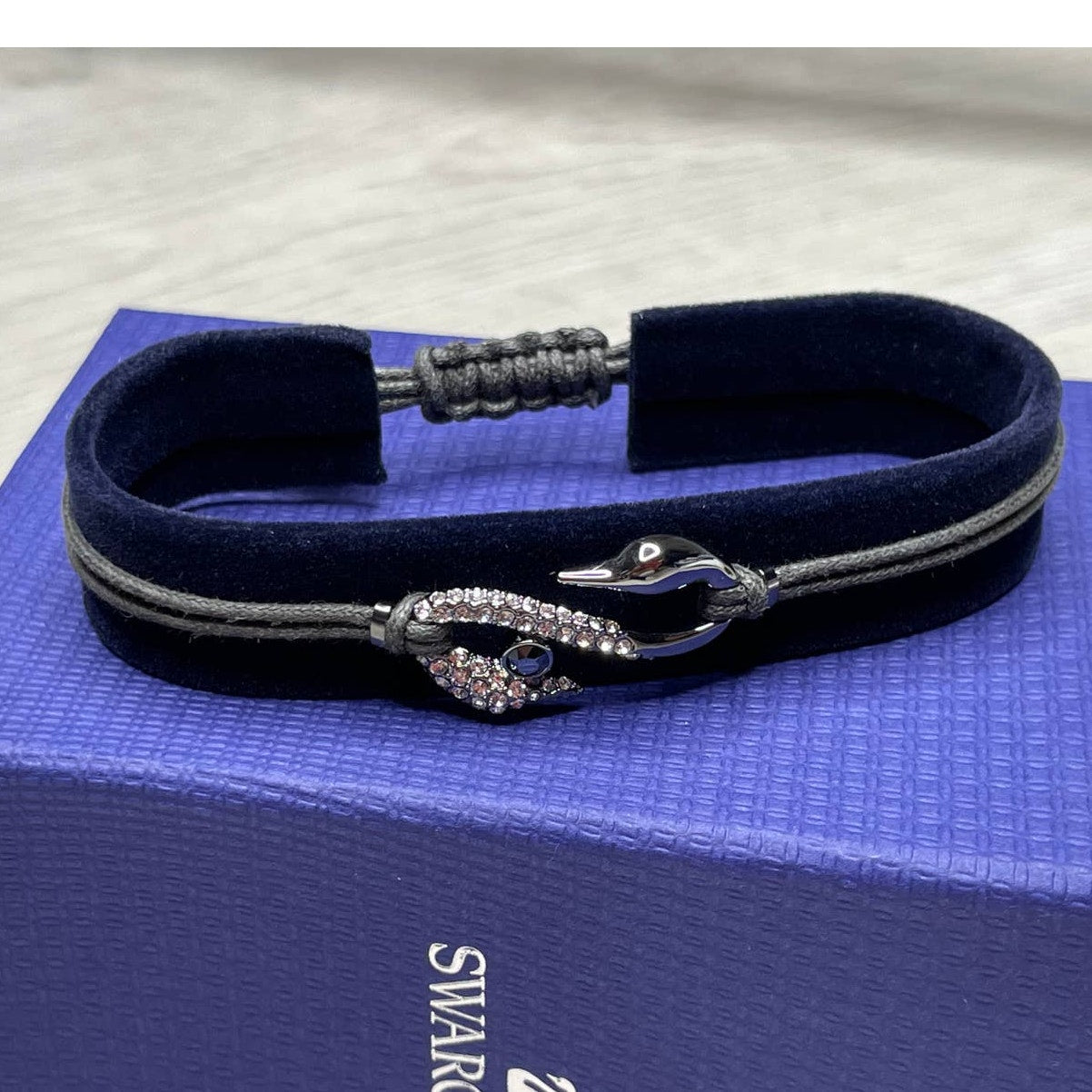 Swarovski Power Collection Hook Bracelet Dark Gray, Ruthenium plated