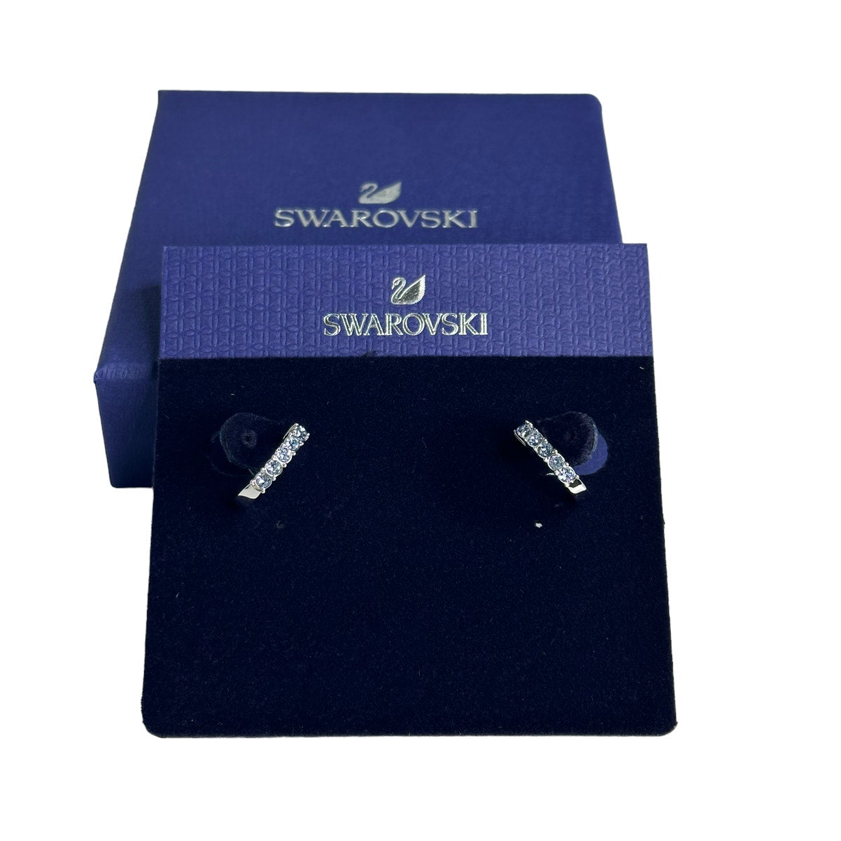 Swarovski Mini Hoop hoop earrings Blue, Rhodium plated
