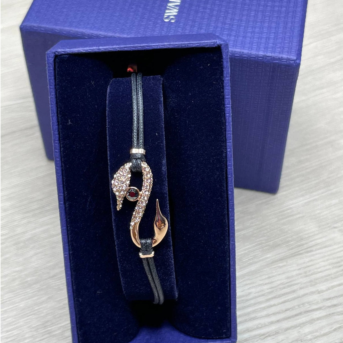 Swarovski POWER COLLECTION HOOK BRACELET, Black, Rose Gold -5494383 New