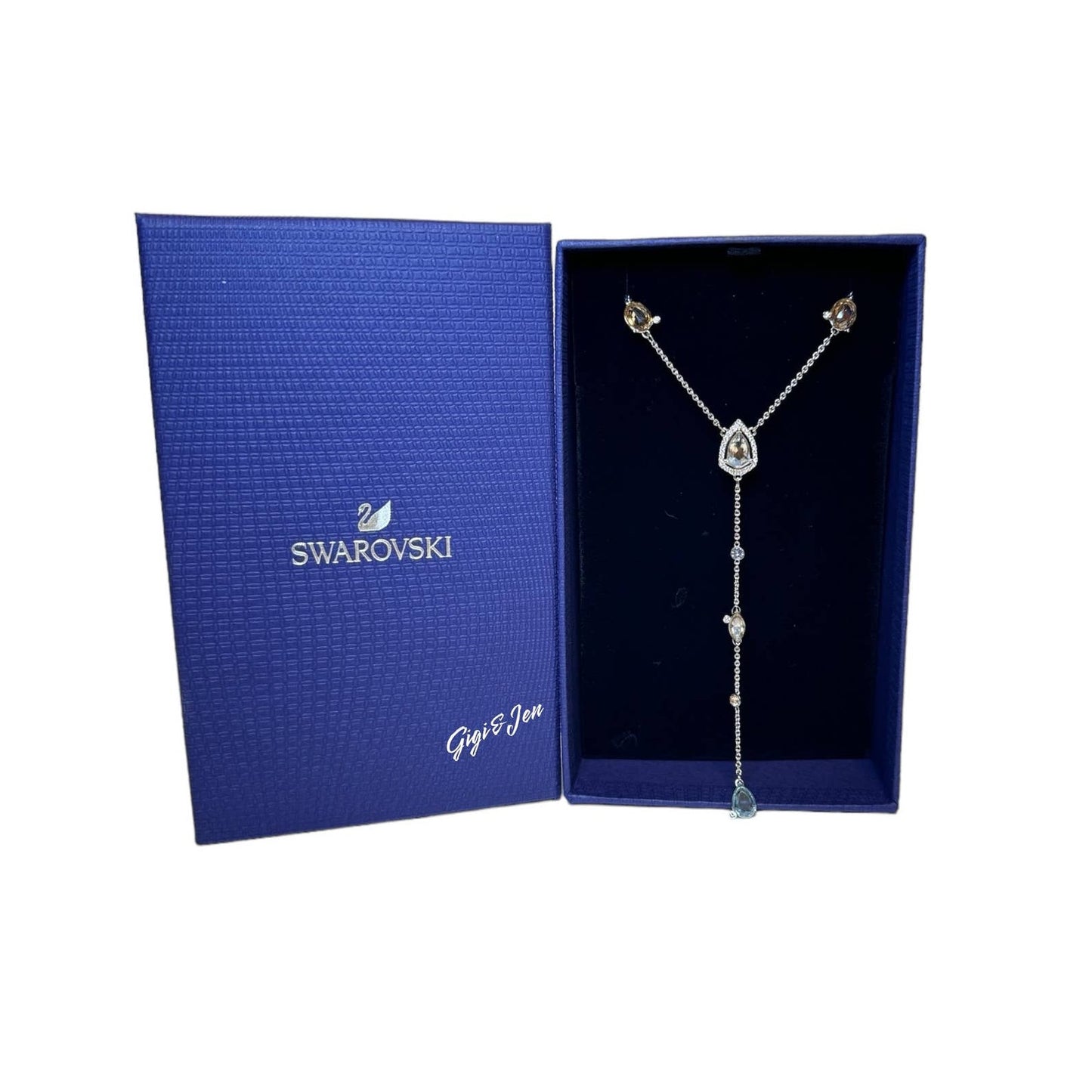 Swarovski Crystal Sunny Y Necklace, Light Multi-Colored, Rhodium Plated 5518415