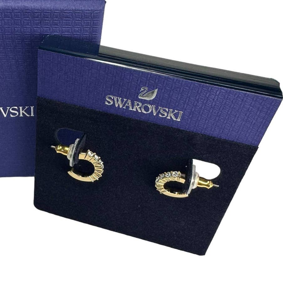 Swarovski Mini Hoop hoop earrings White, Gold-tone plated