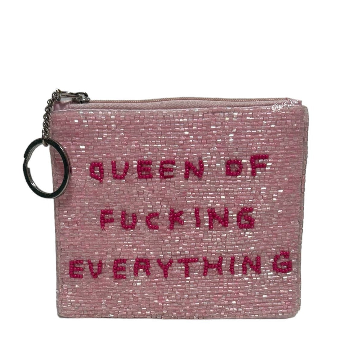 Queen Of Everything Small Pouch Key Ring Pink